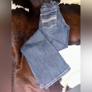 Boys Medium Blue Bootcut Jeans with Embroidered Pocket